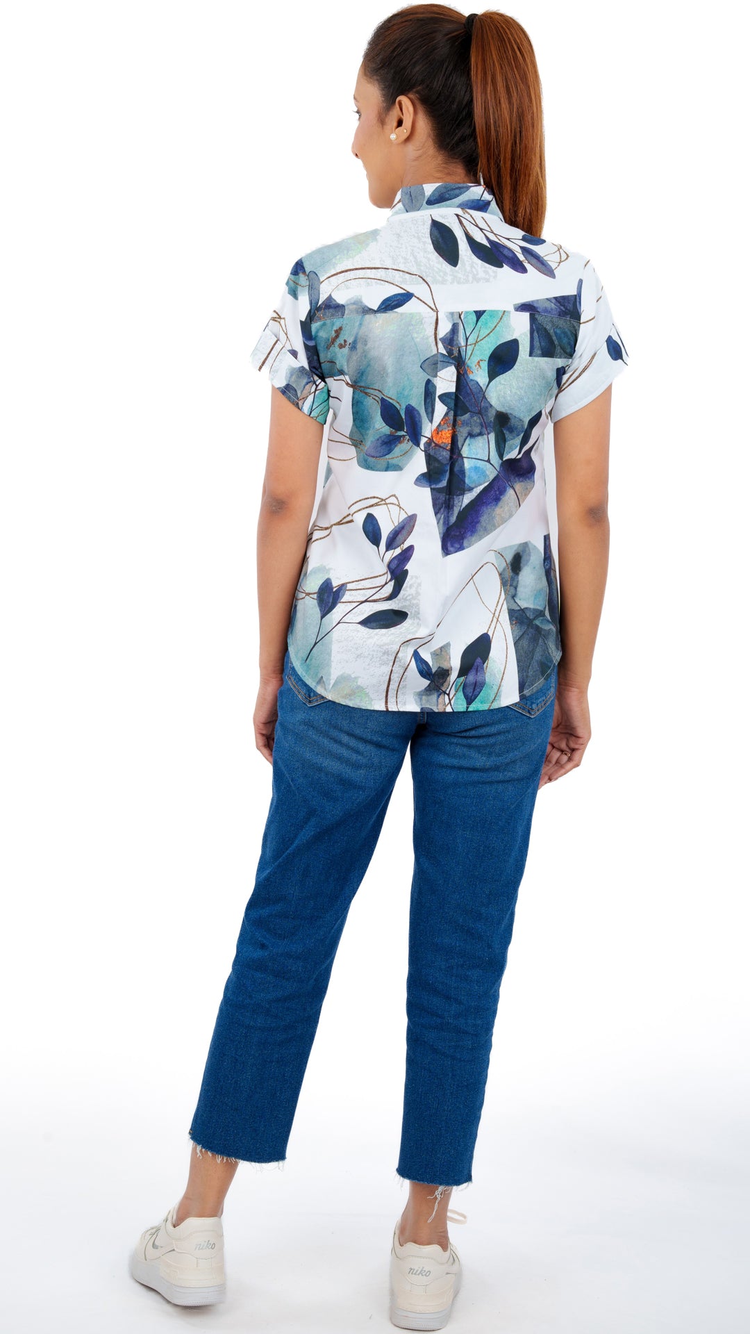 Abstract Leaf A Chhori Hip Length Shirt