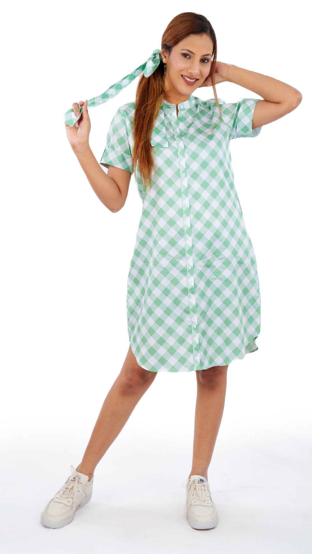 Diagonal Green A Chhori Knee Length Tunic