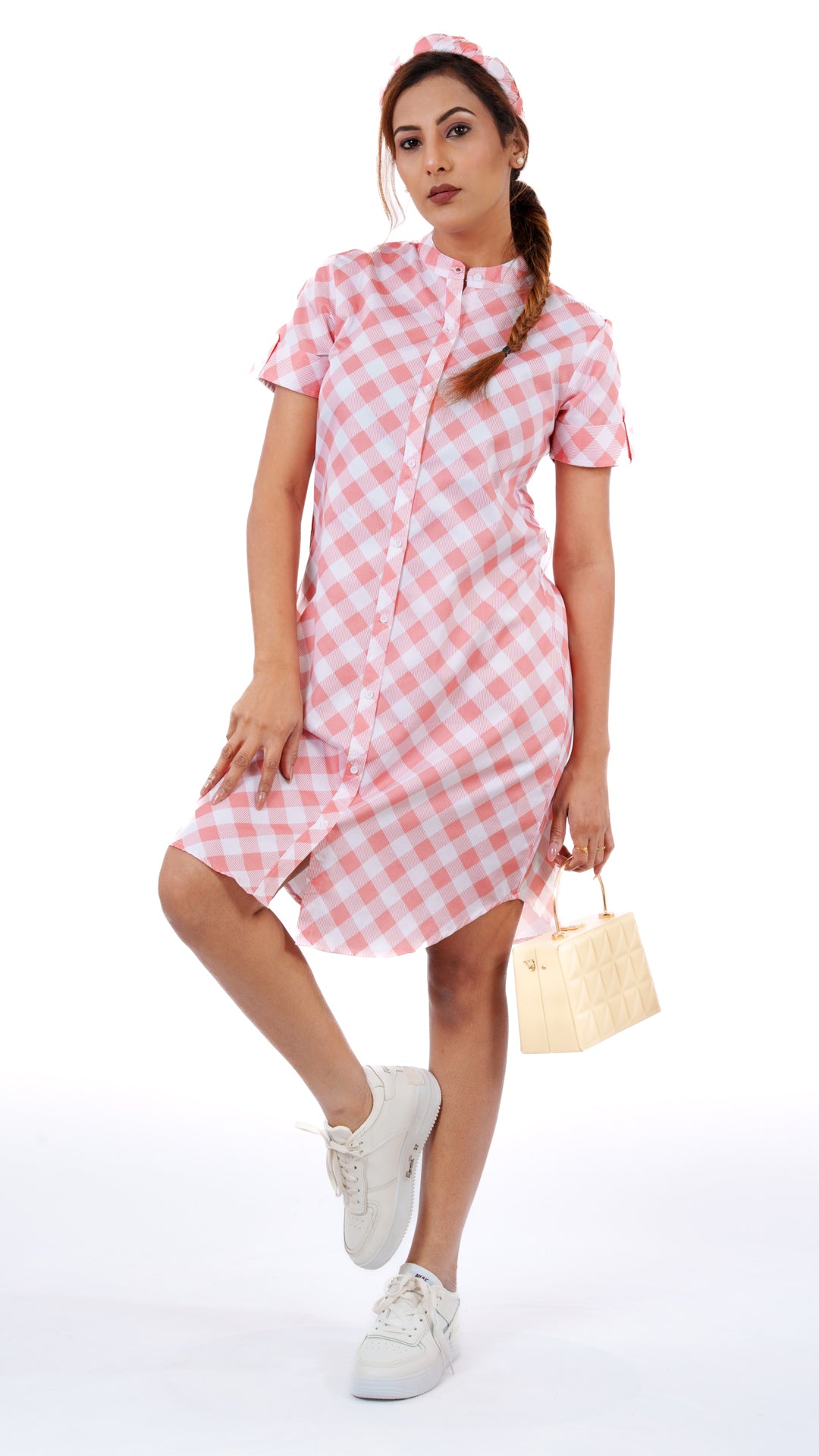 Diagonal peach A Chhori Knee Length Tunic