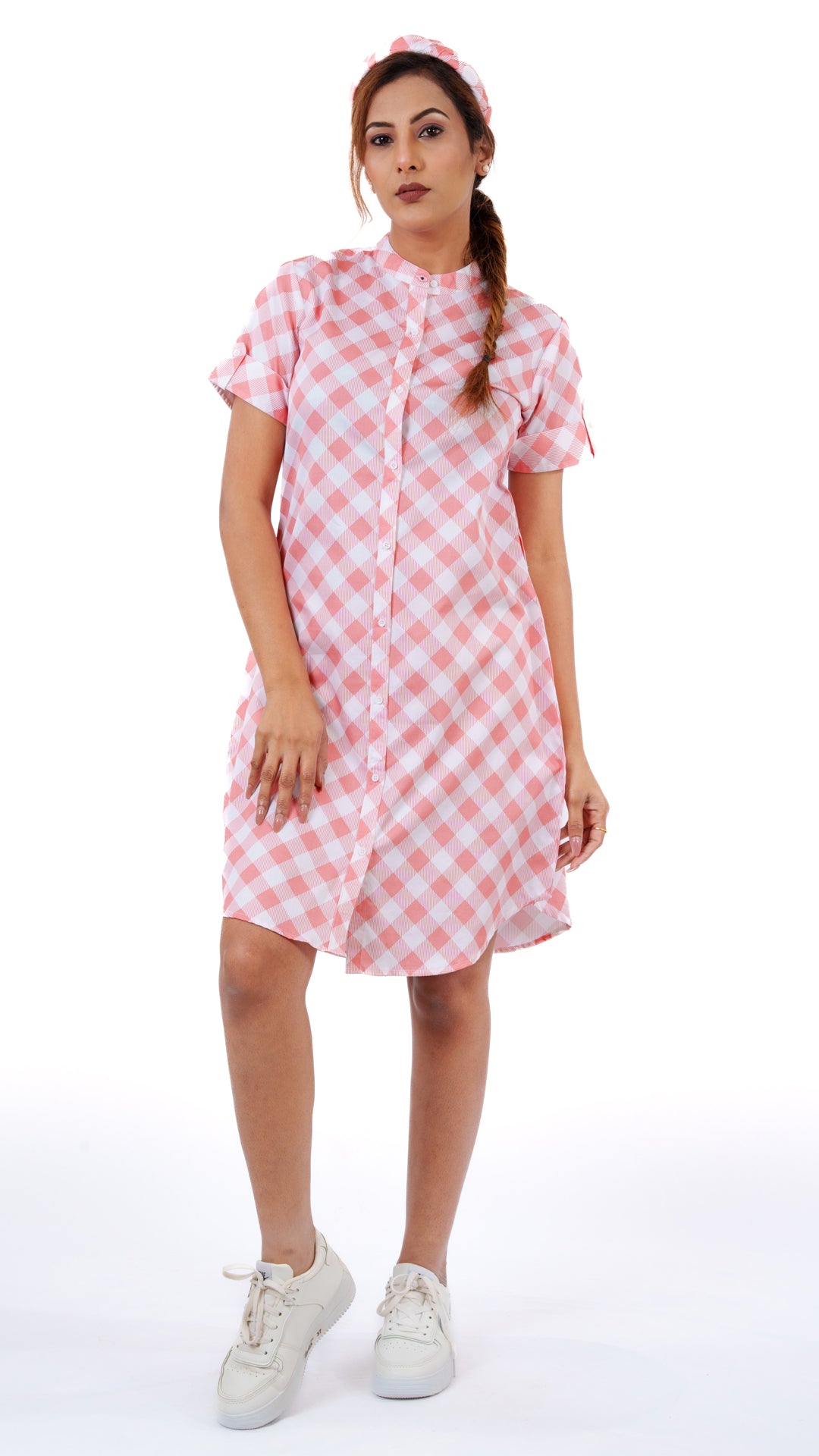 Diagonal peach A Chhori Knee Length Tunic