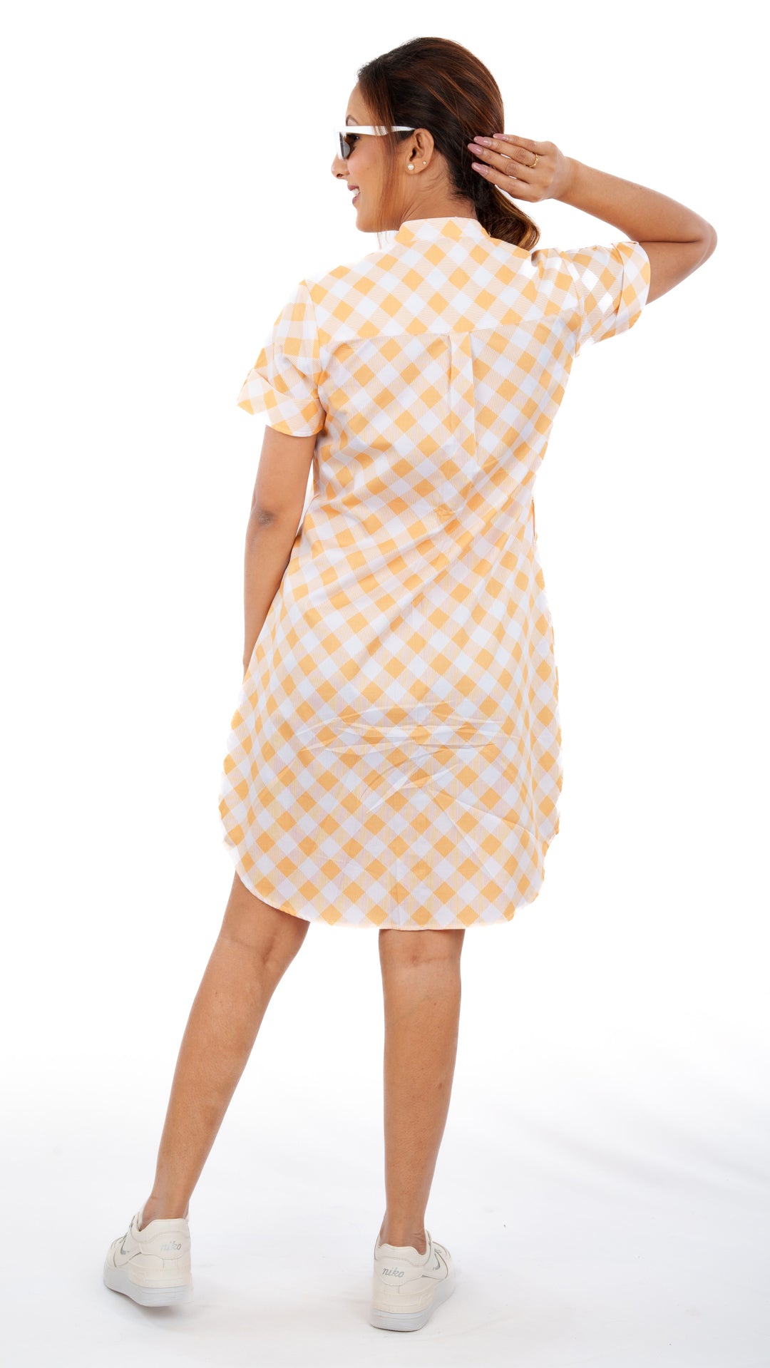 Diagonal yellow A Chhori Knee Length Tunic