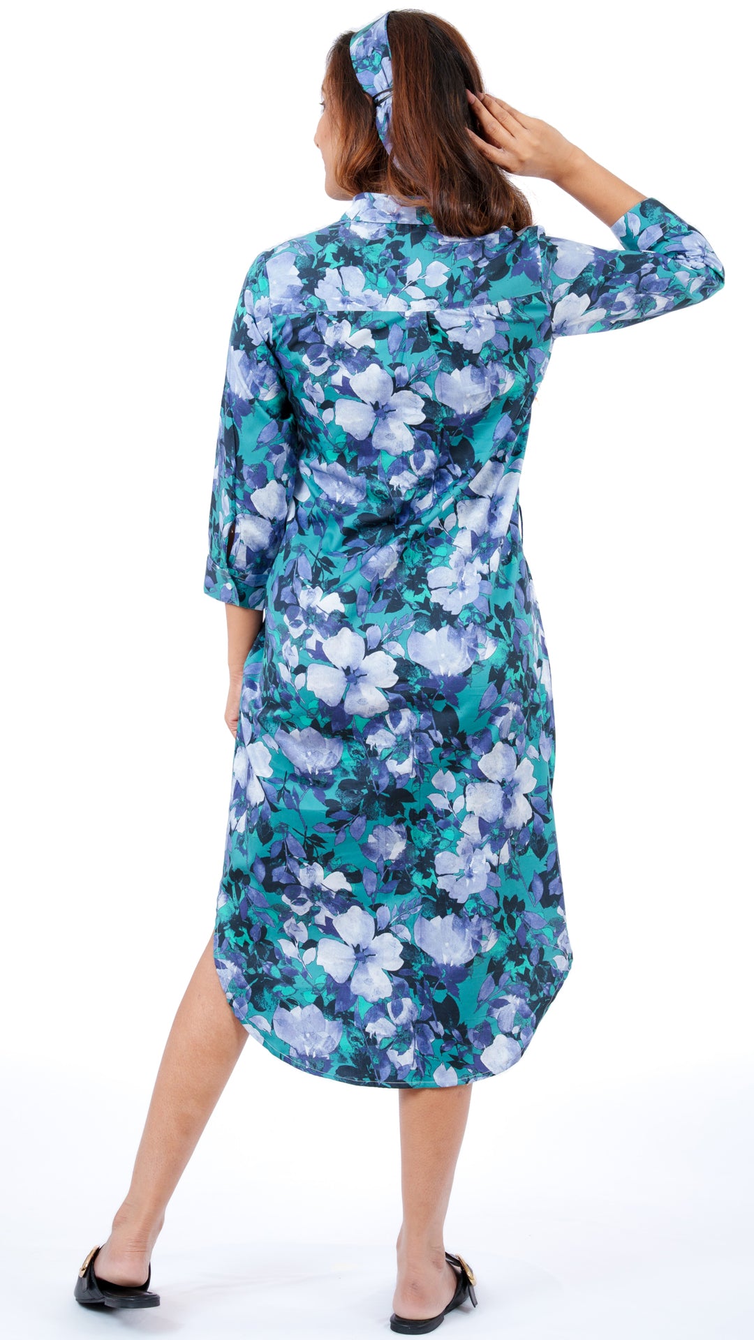 Discharge Flowers A Chhori Below Knee tunic